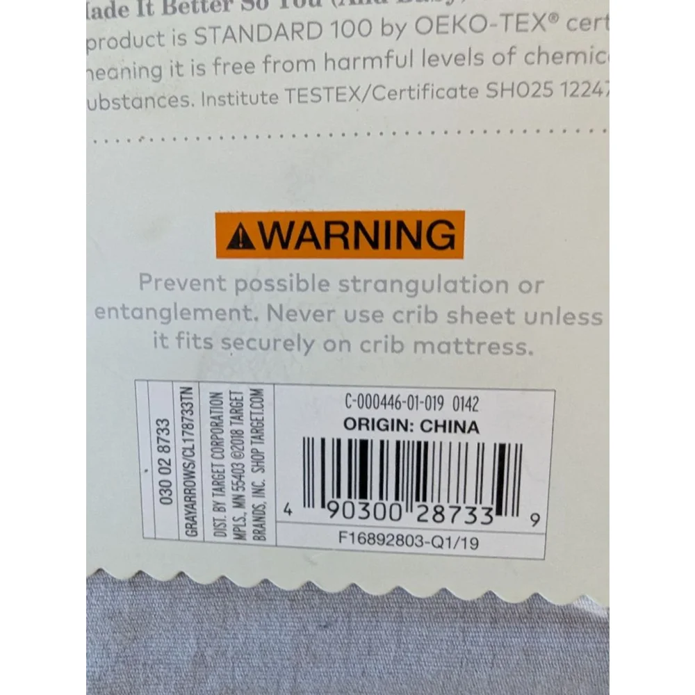Cloud Island Gray & White Arrow Crib Fitted Sheet New